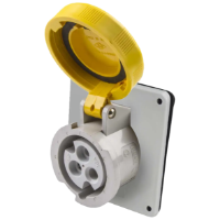 IP67 Angled Socket 16A 2P+E 110V Yellow