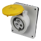 IP44 Angled Socket 16A 2P+E 110V Yellow