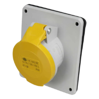 IP44 Angled Socket 16A 2P+E 110V Yellow