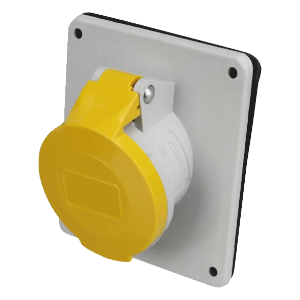 IP44 Angled Socket 32A 2P+E 110V Yellow