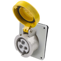 IP67 Angled Socket 32A 2P+E 110V Yellow