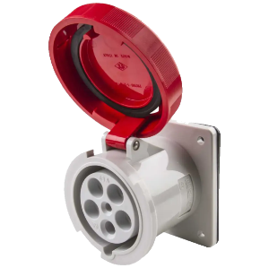 IP67 Panel Socket 63A 3P,N+E 415V Red