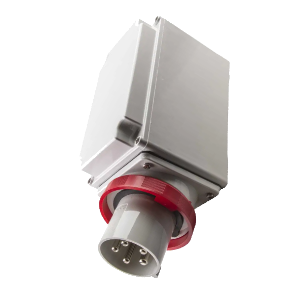 IP67 Wall Mnt Plug 125A 3P,N+E 415V Red