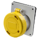 IP67 Angled Socket 32A 2P+E 110V Yellow