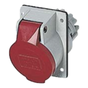 IP44 Angled Socket 32A 3P,N+E 415V Red