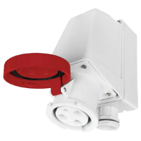 IP67 Wall Socket 63A 3P,N+E 415V Red