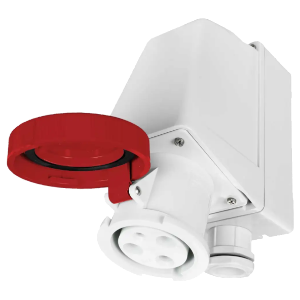 IP67 Wall Socket 63A 3P,N+E 415V Red