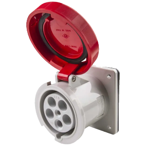 IP67 Panel Socket 125A 3P,N+E 415V Red