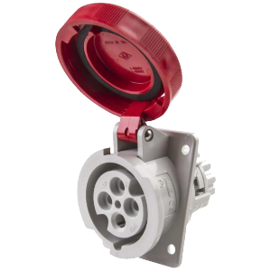 IP67 Angled Socket 32A 3P+E 415V Red