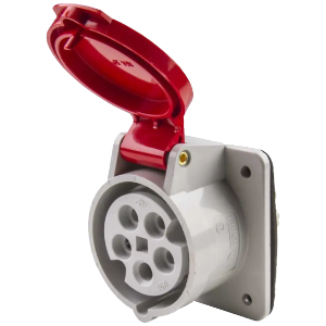 IP44 Panel Socket 32A 3P,N+E 415V Red