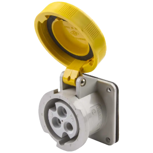 IP67 Panel Socket 32A 2P+E 110V Yellow