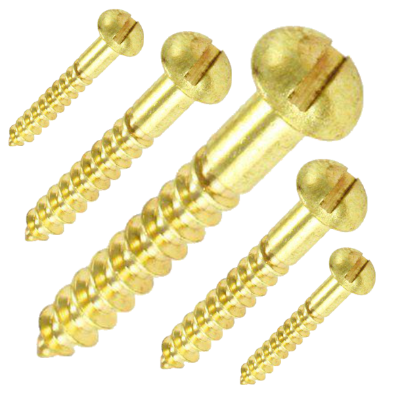 0025 Brass Slotted Roundhead Woodscrew