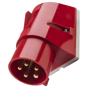 IP44 Wall Mount Plug 32A 3P,N+E 415V Red