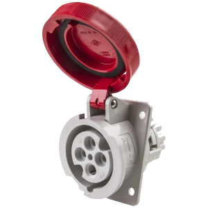 IP67 Angled Socket 16A 3P+E 415V Red