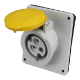 IP44 Angled Socket 32A 2P+E 110V Yellow